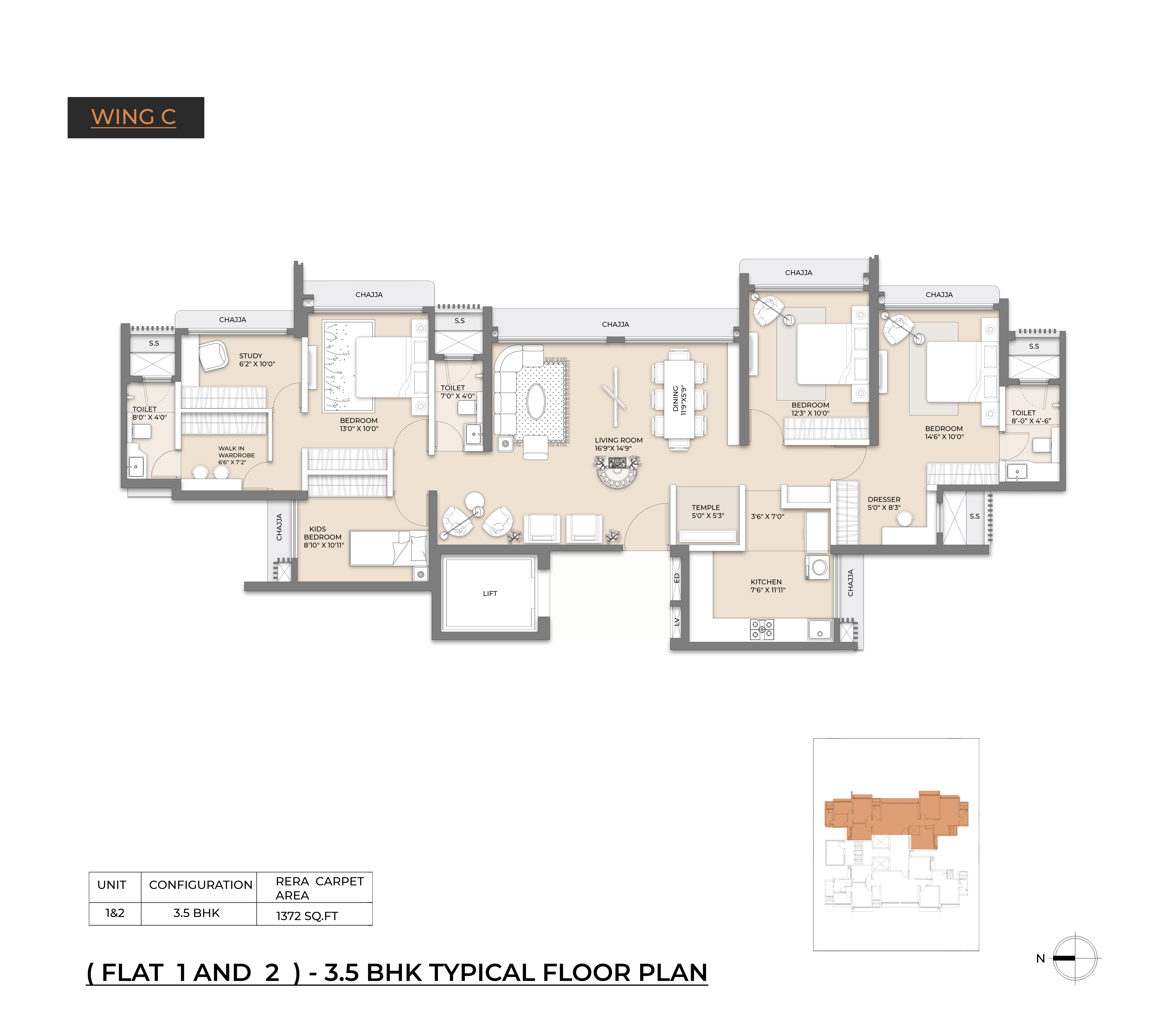3.5 BHK Floor Plan